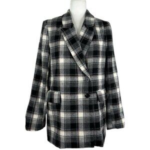 VICI x Fate Women's NWT Black Plaid Wool Preppy Two Button Career Blazer Med/C41